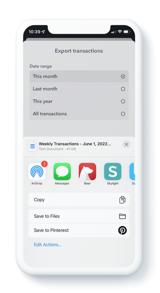 CSV Share Screen