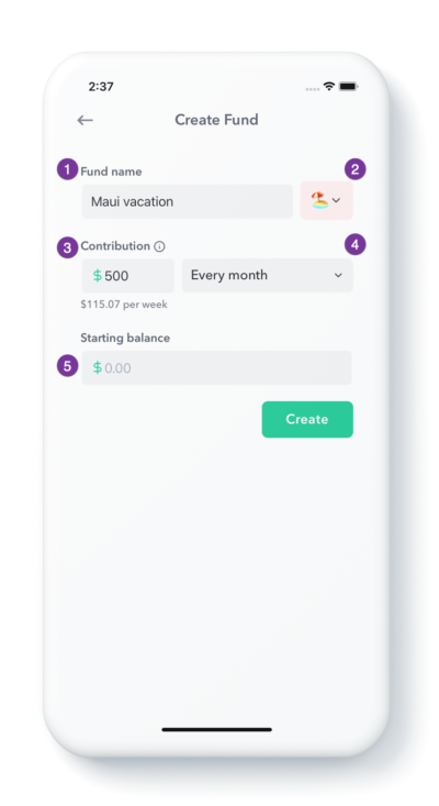 Step by step graphic of how to create a fund.